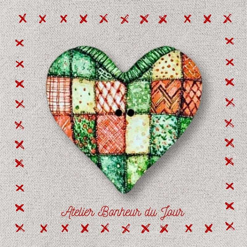 bouton décoratif en bois "Coeur de Noël - haut" Atelier Bonheur du jour