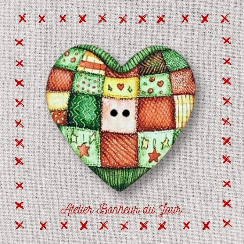 bouton décoratif en bois "Coeur de Noël - rond" Atelier Bonheur du jour