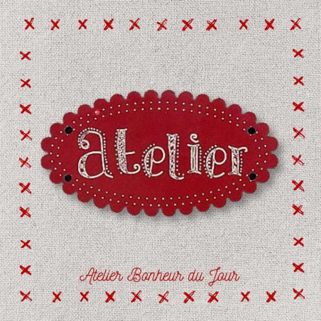Décorative wooden buttons small plaque "Atelier" Atelier bonheur du jour