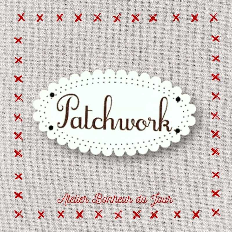 Décorative wooden buttons small plaque "Patchwork" Atelier bonheur du jour