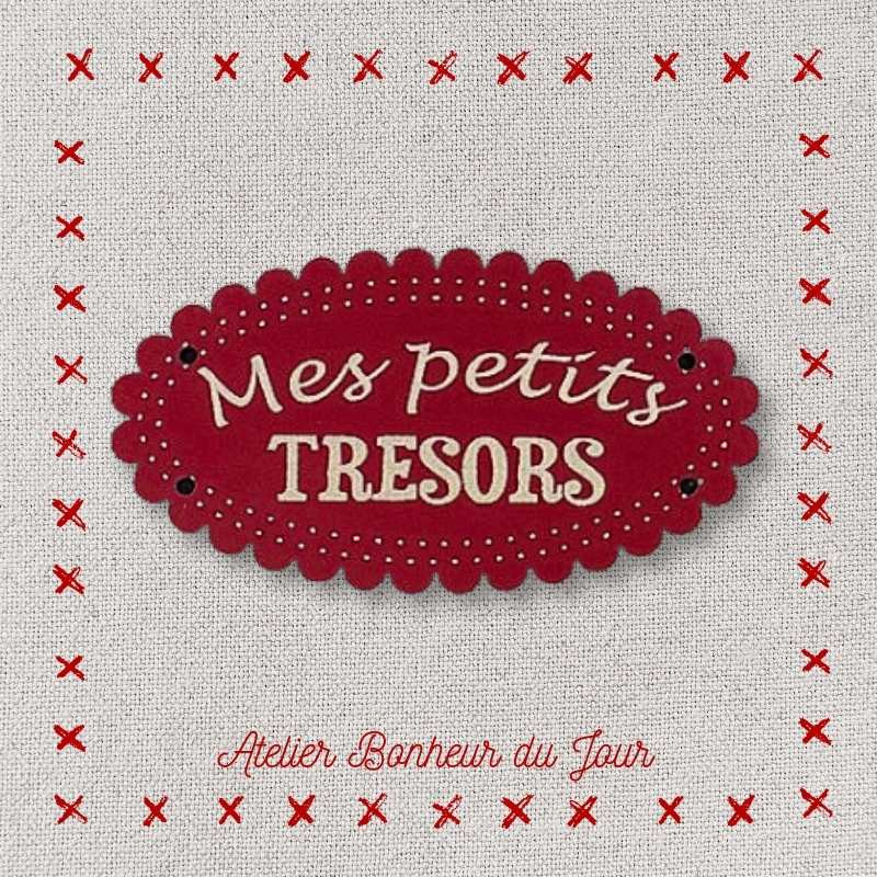 Décorative wooden buttons small plaque "My little treasures" Atelier bonheur du jour