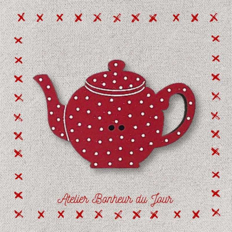 Decorative wooden buttons "Dotted teapot" Atelier Bonheur du jour