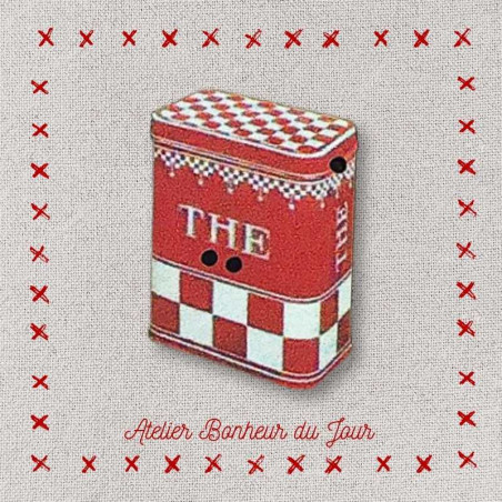 Decorative wooden buttons "Checkered tea box" to hang Atelier Bonheur du jour