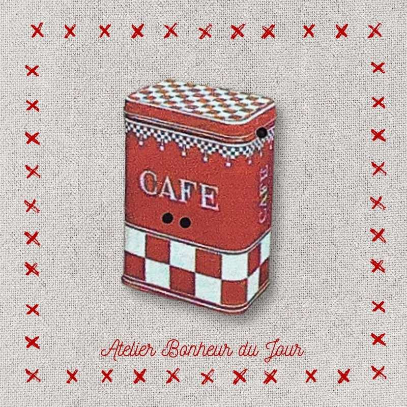 Decorative wooden buttons "Checkered coffee box" to hang Atelier Bonheur du jour