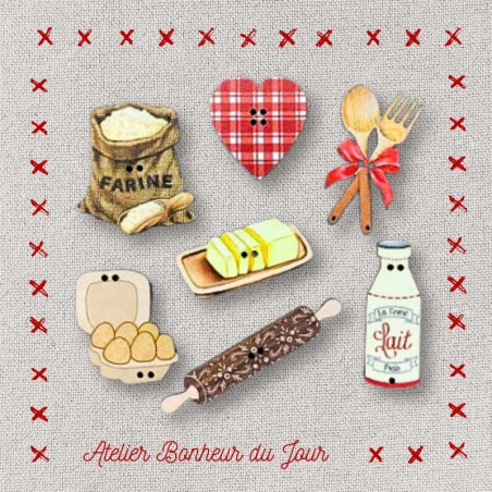 Pochette boutons décoratifs en bois "Atelier cuisine" Atelier Bonheur du jour