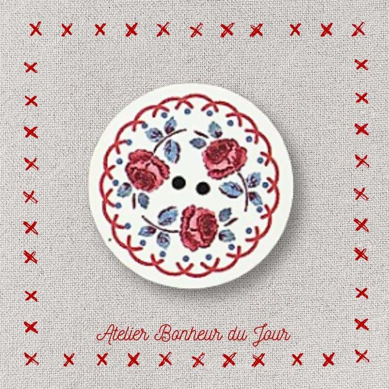 Decorative wooden buttons "Digoin flowers" Atelier Bonheur du jour