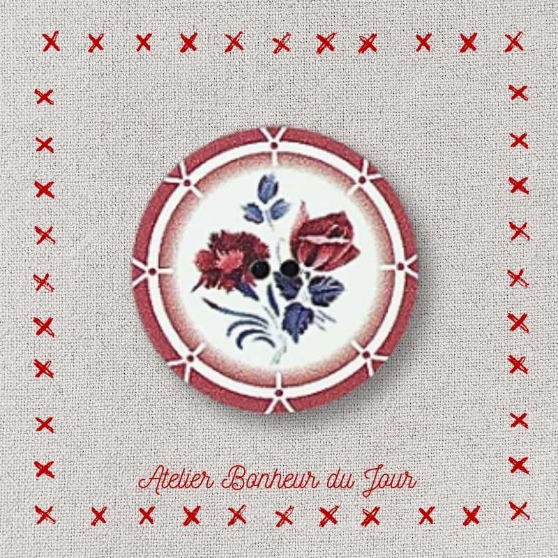 Decorative wooden buttons "Round Cibon Digoin" Atelier Bonheur du jour