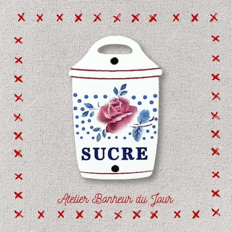 Bouton décoratif en bois "pot de sucre décor René" Digoin Atelier bonheur du jour Bouton décoratif en bois "pot de sucre décor René" Digoin Atelier bonheur du jour