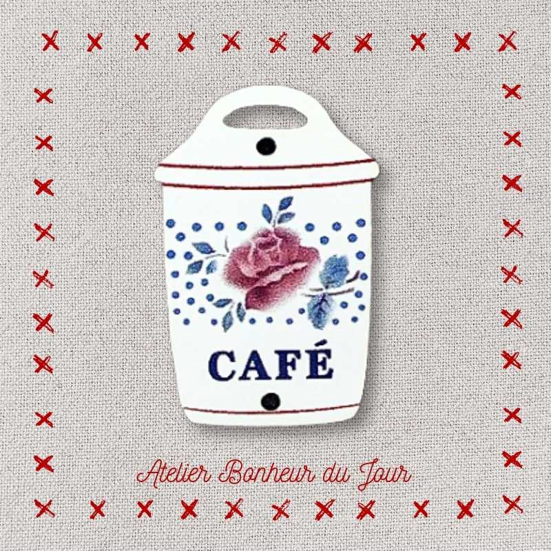 Decorative wooden buttons "René Digoin coffee pot" Atelier Bonheur du jour