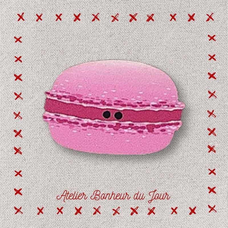 Decorative wooden button "Pink macaron" Atelier Bonheur du jour