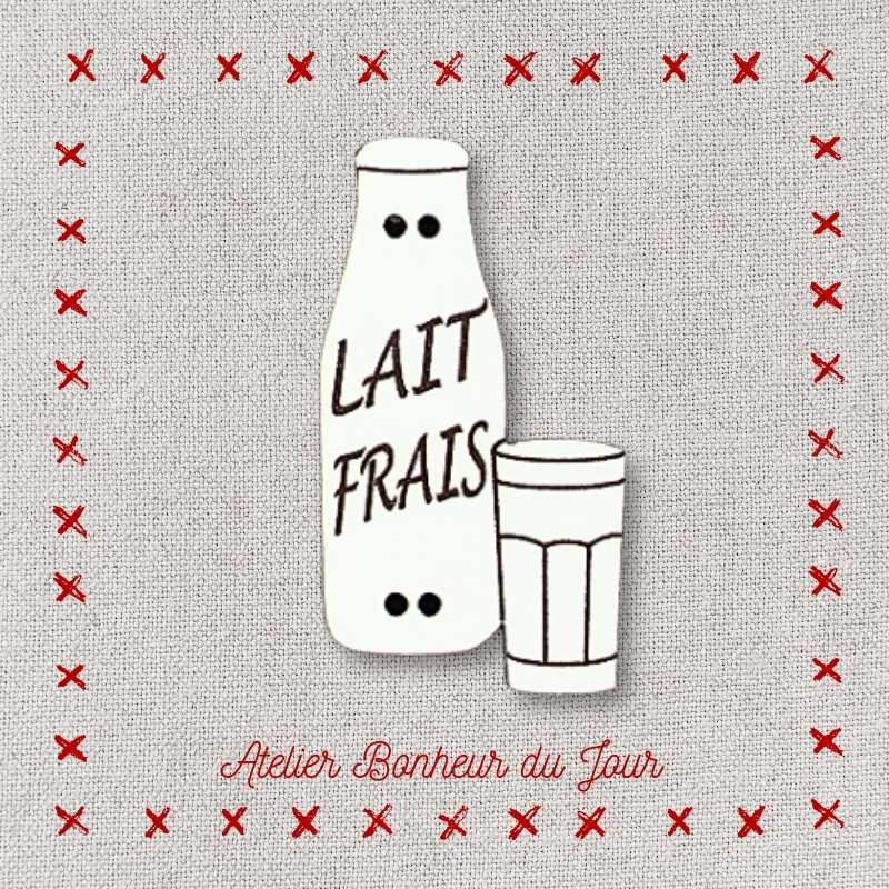 Bouton décoratif en bois "lait frais" Atelier bonheur du jour