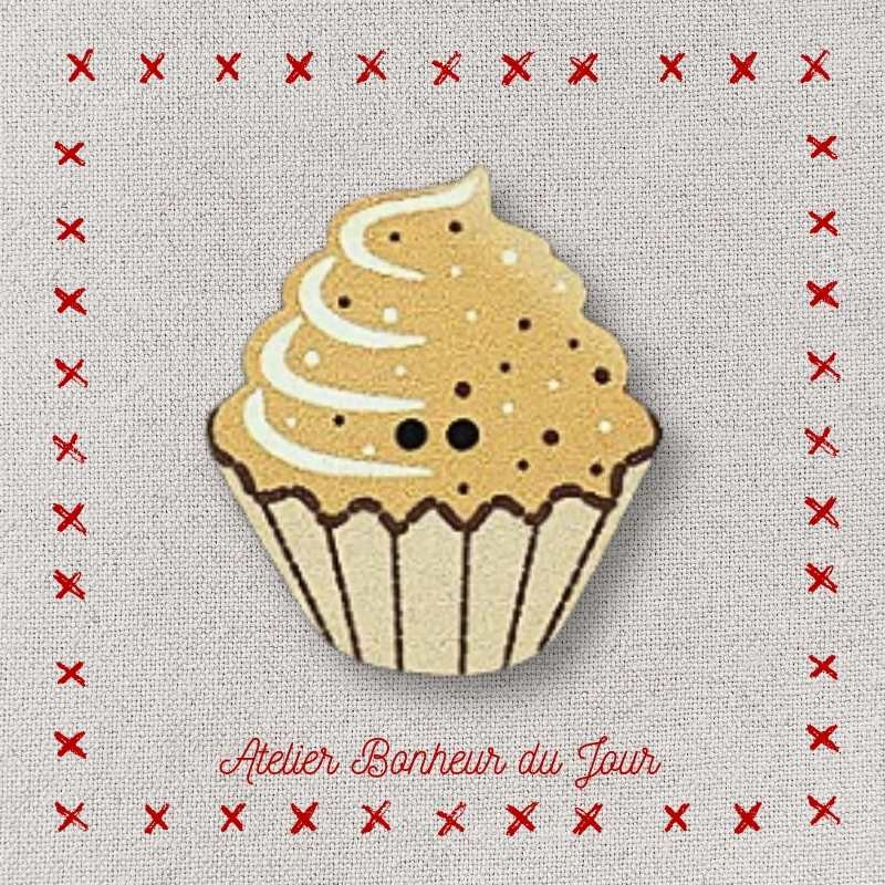 Decorative wooden buttons "Cup cake coffee nuggets" Atelier bonheur du jour