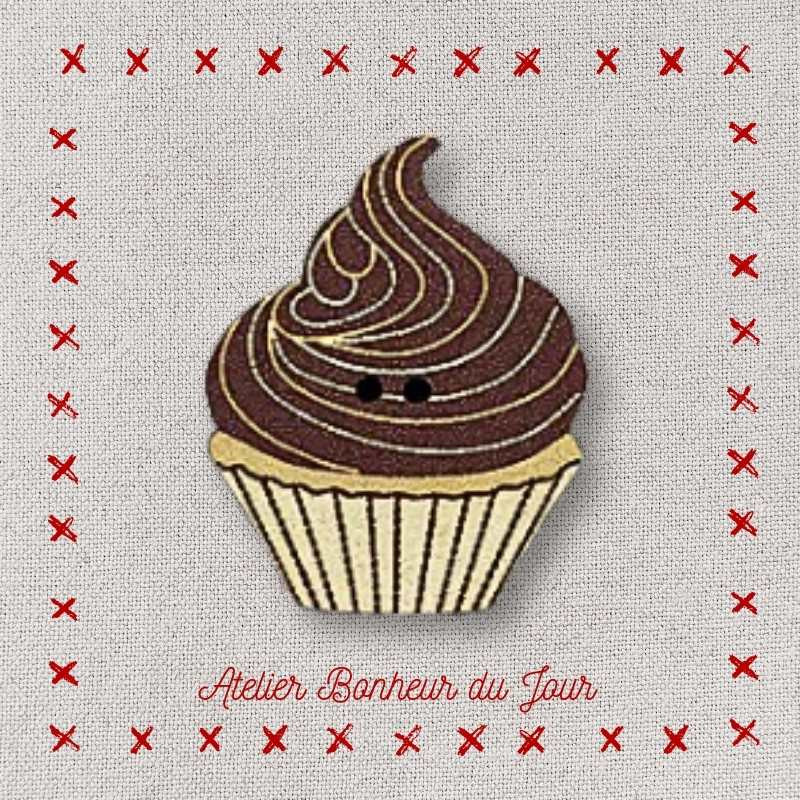 Decorative wooden buttons "Cup cake whipped chocolate" Atelier bonheur du jour