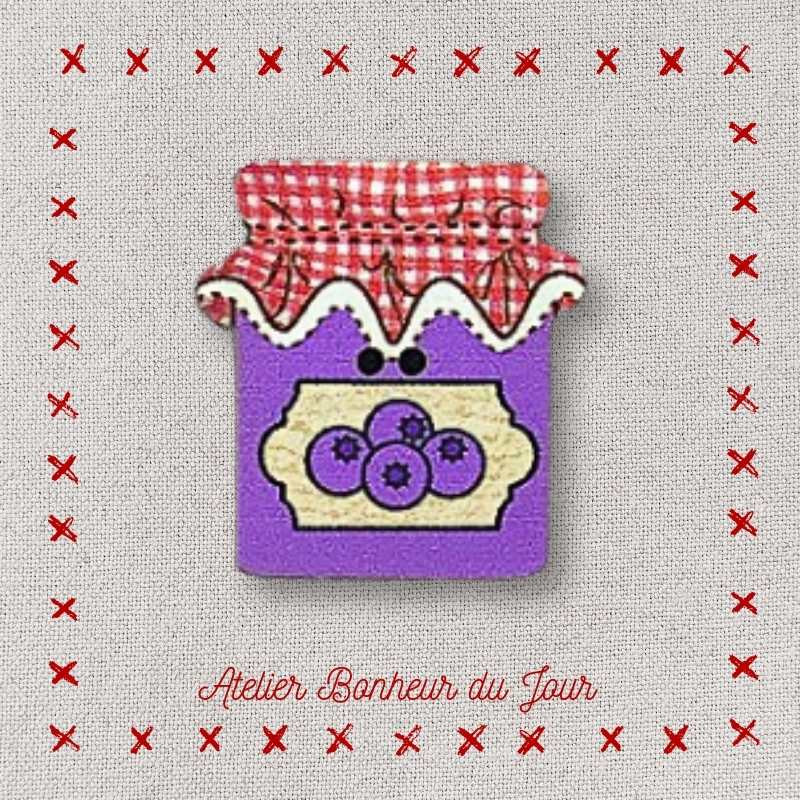 Decorative wooden buttons "Pot of blueberry jam" Atelier bonheur du jour