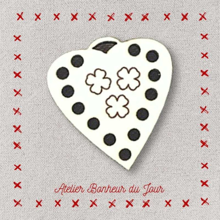 Decorative wooden button "wire organizer heart" Atelier bonheur du jour