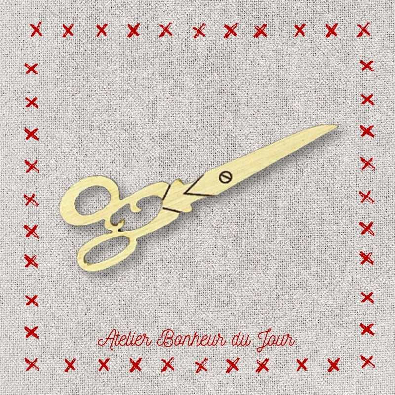 Decorative wooden button "Tailor scissors" Atelier bonheur du jour