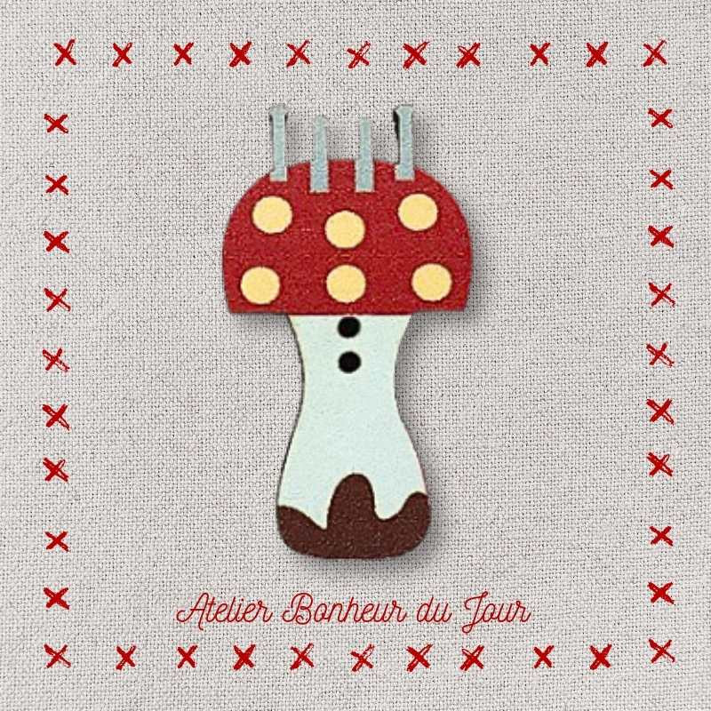 Decorative wooden button "Knitting" Atelier bonheur du jour