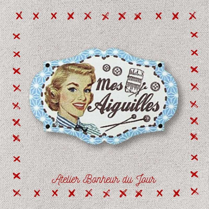 Decorative wooden small "My needles" plaque Atelier bonheur du jour