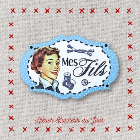 Bouton décoratif en bois "Mes fils" Atelier bonheur du jour