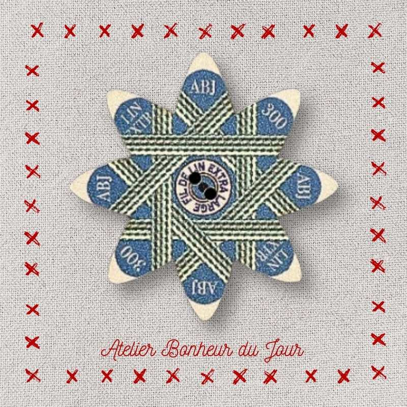 Bouton décoratif en bois "Carte à fils Lin - ABJ" Atelier bonheur du jour