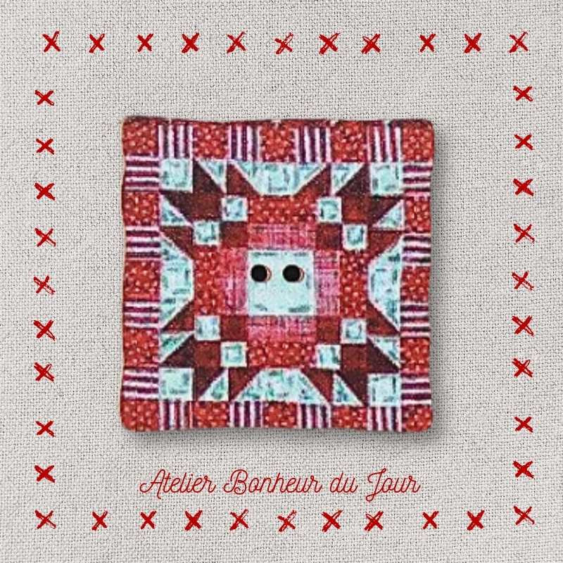 Bouton décoratif en bois "mini patch rouge" Etoile Atelier bonheur du jour