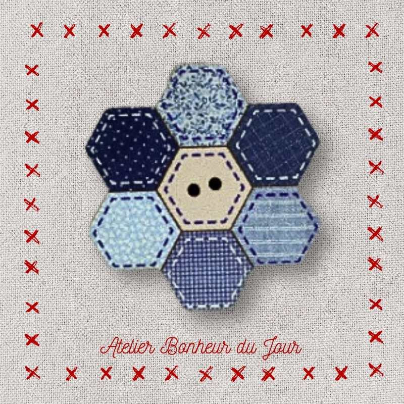 Bouton décoratif en bois "Patch hexagone" Atelier bonheur du jour