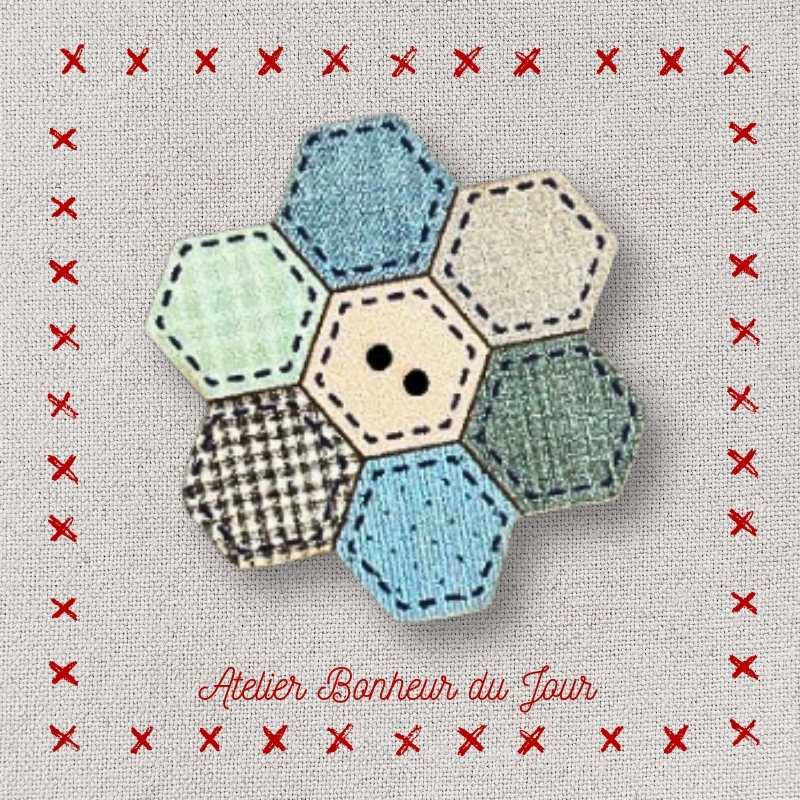 Bouton décoratif en bois "Patch hexagone" atelier bonheur du jour