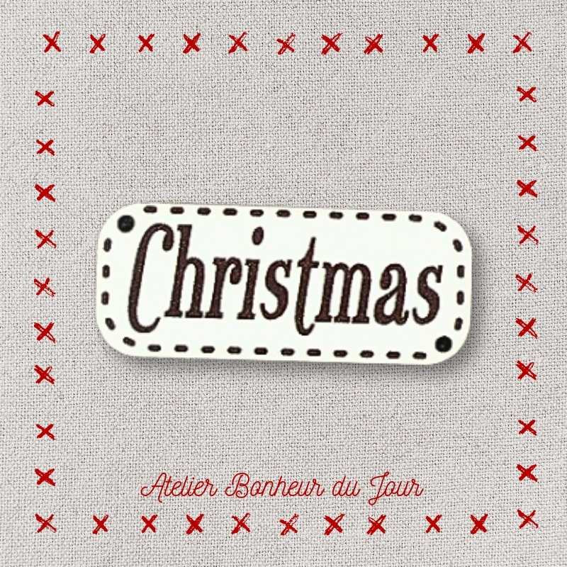 Decorative wooden button Small plaque "Christmas" Atelier bonheur du jour