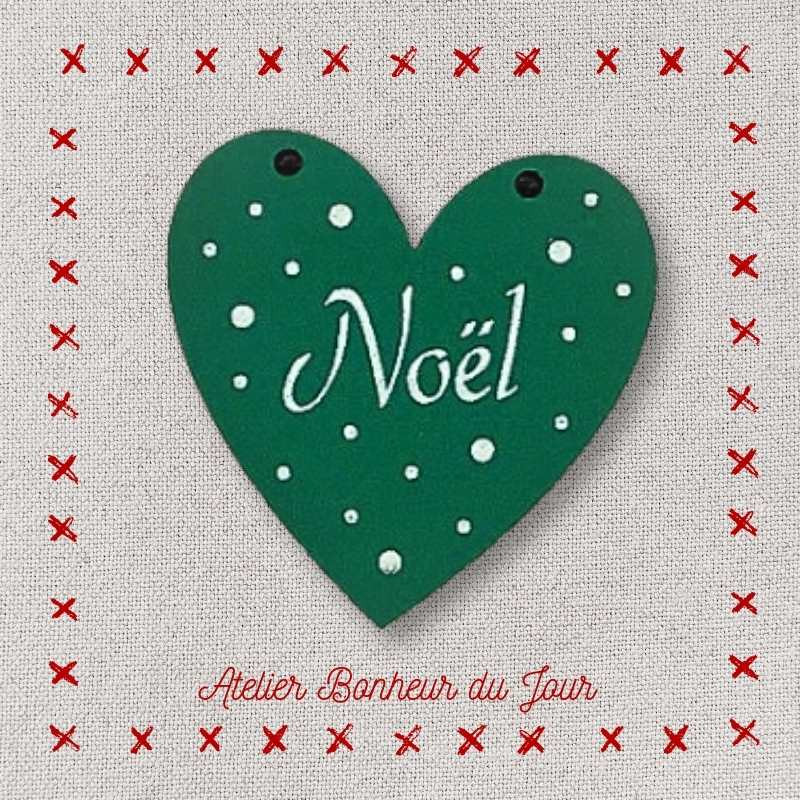 bouton décoratif en bois "Coeur Noël à suspendre" Atelier Bonheur du jour