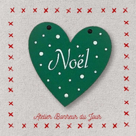 Decorative wooden button "Christmas heart" to hang Atelier bonheur du jour