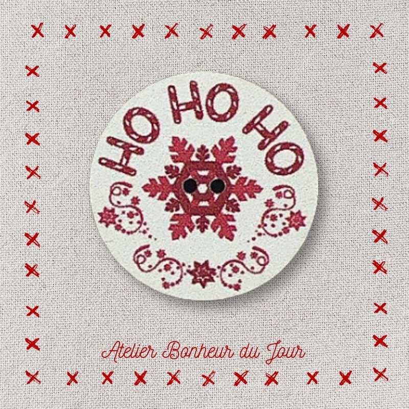 Bouton décoratif en bois "ho ho ho" Atelier bonheur du jour