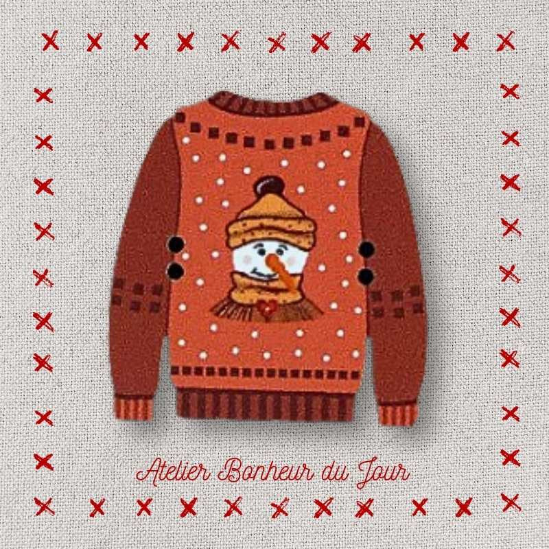 Decorative wooden button “Ugly red sweater" Atelier bonheur du jour