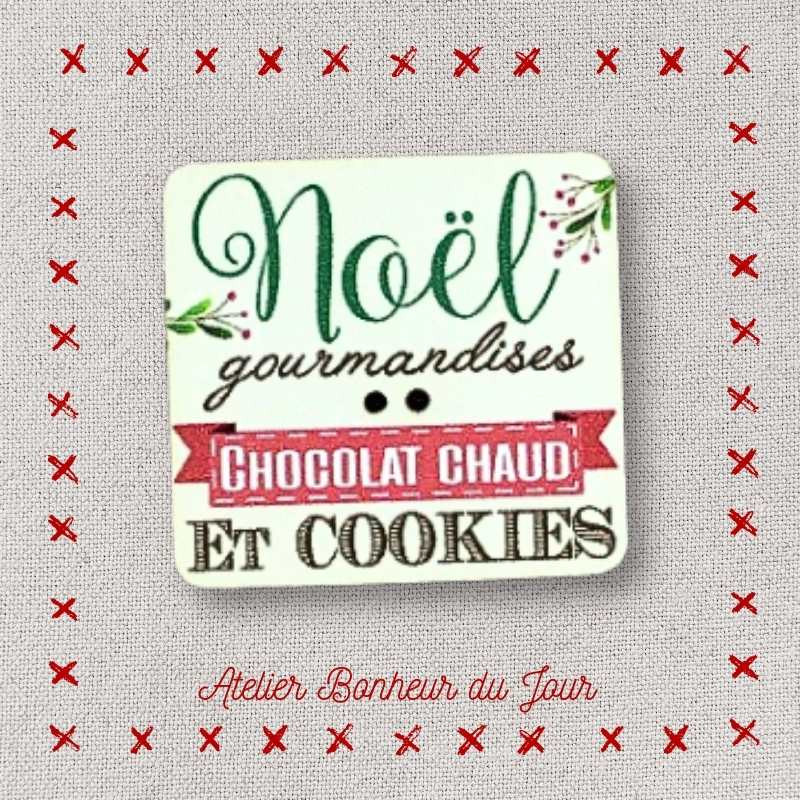 Bouton décoratif en bois "Gourmandises de Noël" Atelier bonheur du jour