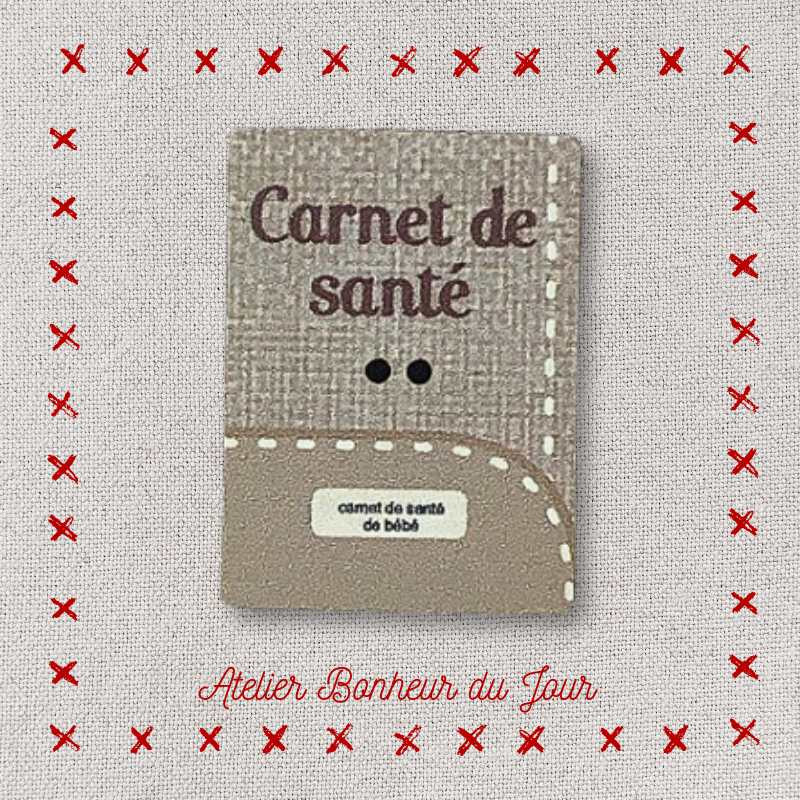 Bouton décoratif en bois "Carnet de santé" Atelier Bonheur du jour