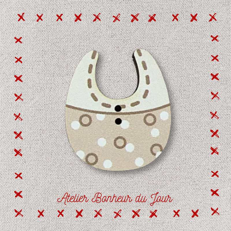 Decorative wooden button "Bib" Atelier bonheur du jour