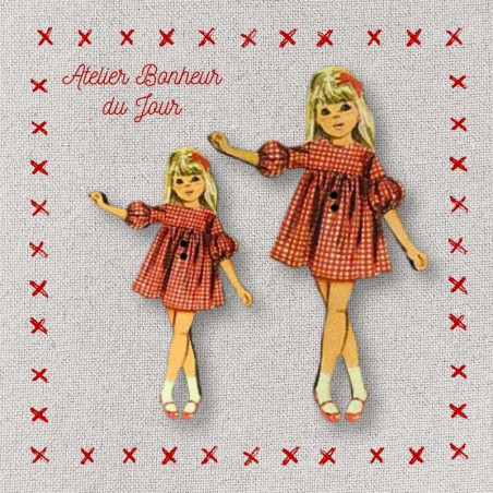 Decorative wooden button "Blonde girl" Atelier bonheur du jour