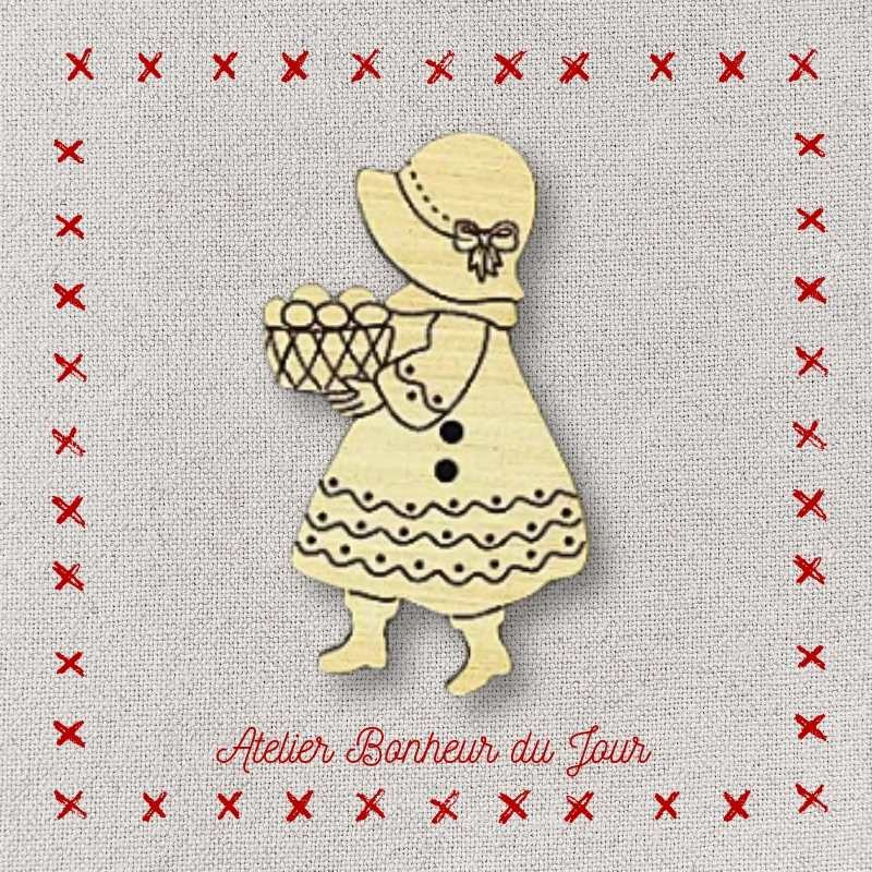 Bouton décoratif en bois "sunbonnet oeufs" Atelier Bonheur du jour