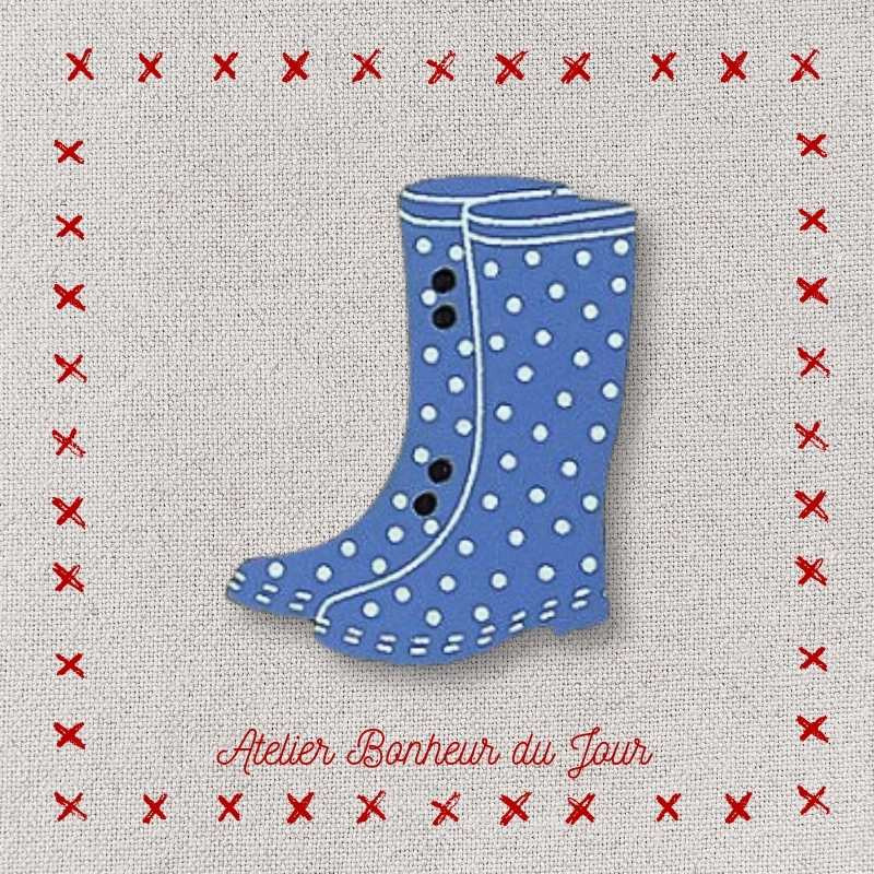 Bouton décoratif en bois "bottes à pois" Atelier Bonheur du jour