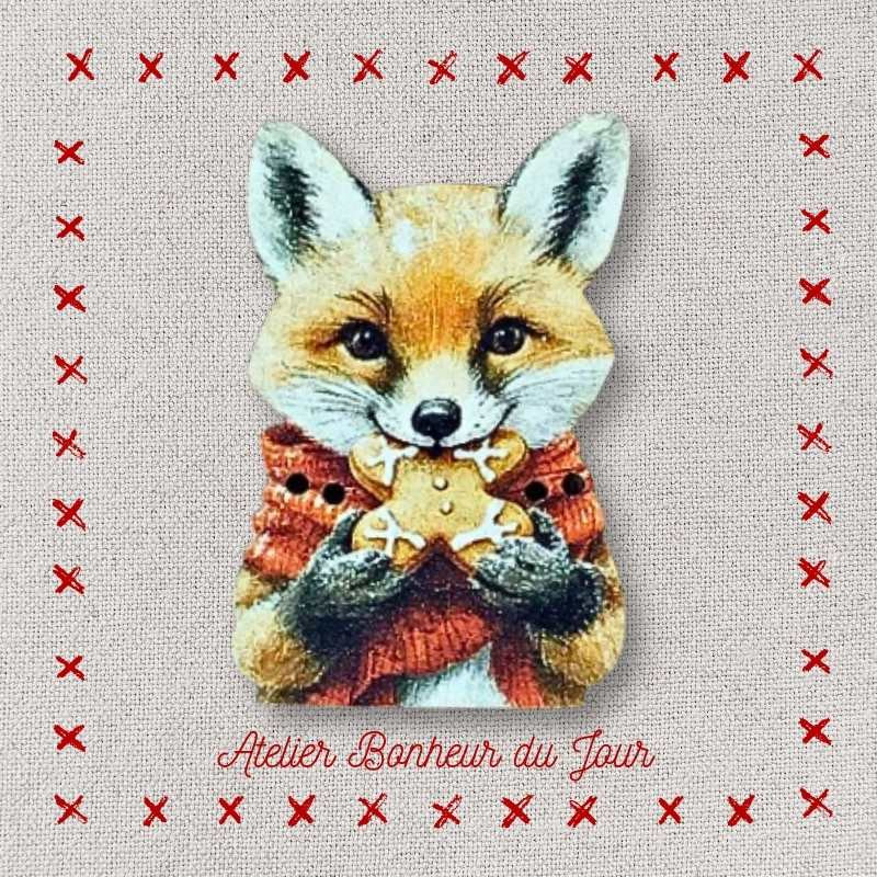 Bouton décoratif en bois "Renard - biscuit" Atelier Bonheur du jour