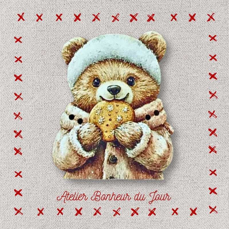 Bouton décoratif en bois "Ours - cookie" Atelier Bonheur du jour