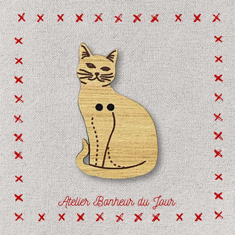 Decorative wooden button "Kitty" Atelier Bonheur du jour