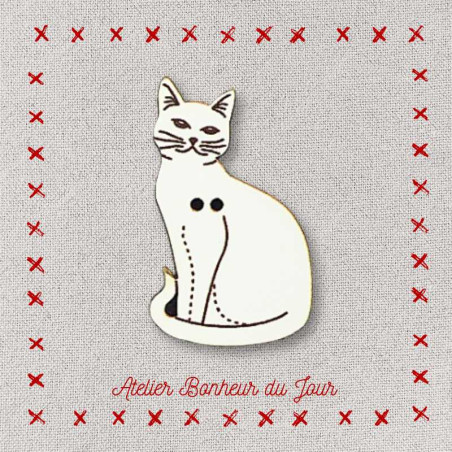 Decorative wooden button "Kitty" Atelier Bonheur du jour