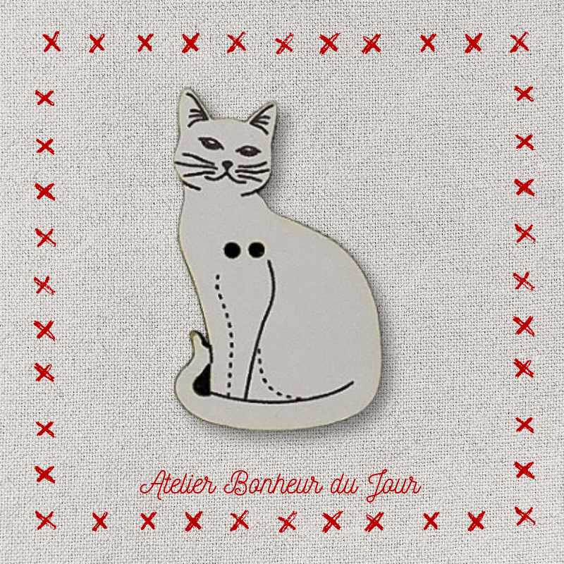 Decorative wooden button "Kitty" Atelier Bonheur du jour