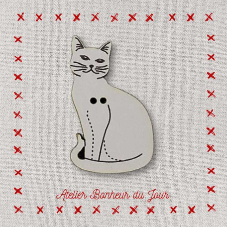 Decorative wooden button "Kitty" Atelier Bonheur du jour