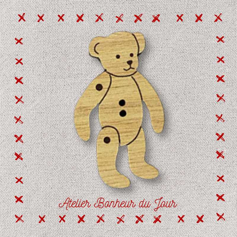 Decorative wooden button "Doudou" Atelier bonheur du jour