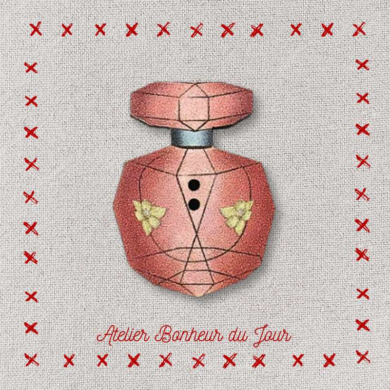Decorative wooden button "Flower perfume" Atelier bonheur du jour