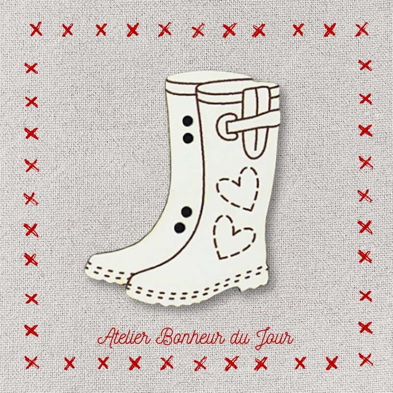 Decorative wooden button "Boots" Atelier bonheur du jour
