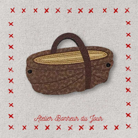 Decorative wooden button "Apple basket" Atelier bonheur du jour