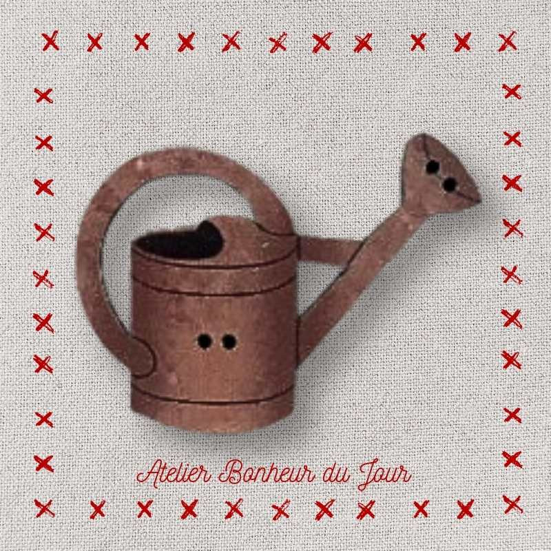 decorative wooden button "Brown watering can" Atelier Bonheur du jour