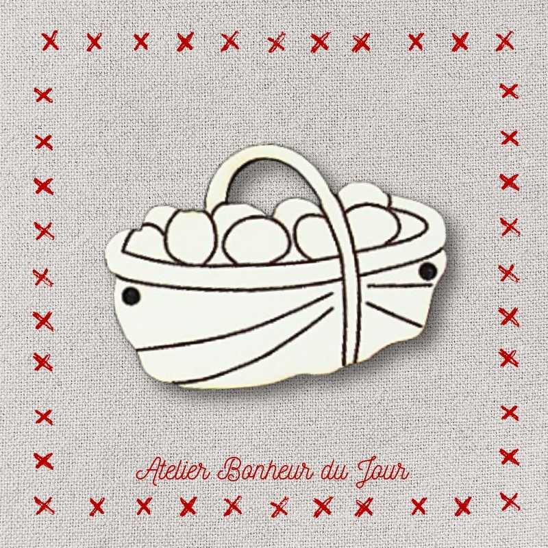 Decorative wooden button "Egg basket" Atelier bonheur du jour